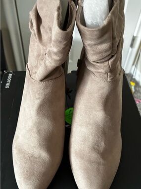 Worthington Taupe Slouchy Suede Ankle Booties
